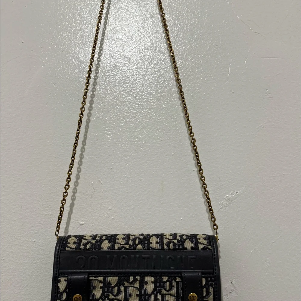 Dior Montaigne Oblique Waist Bag Black Chain Crossbody Bag - Picture 6 of 11